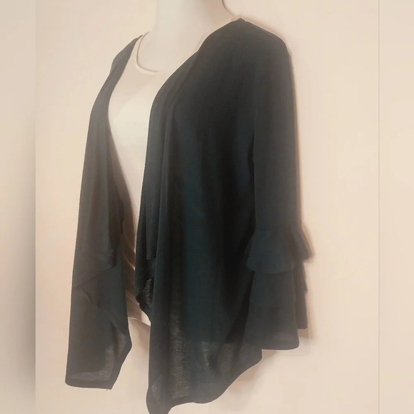 Andrea by Unit, Open Front Ruffle Bell Sleeve Sweater, Size M - Picture 2 of 2